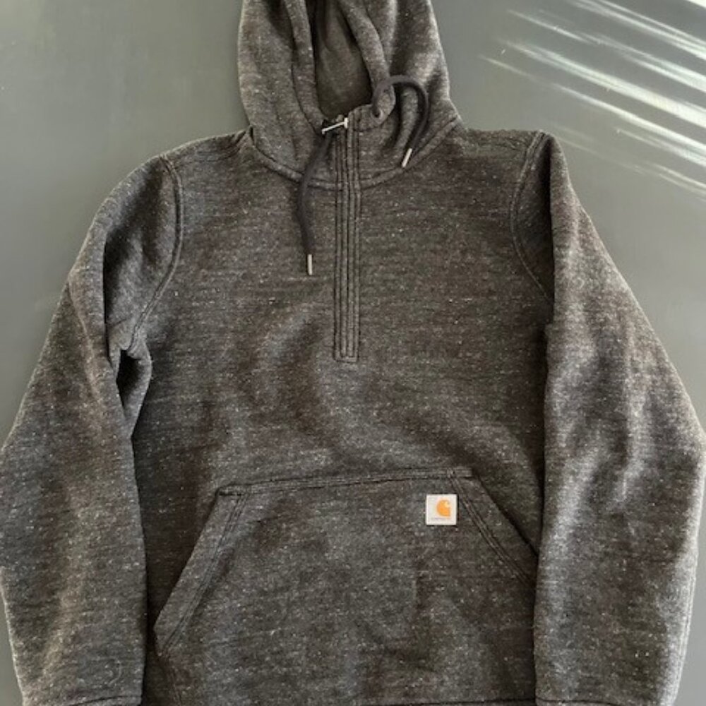 Barely Worn Women's Med Carhartt Quarter Zip, Lined Sweatshirt, Gray